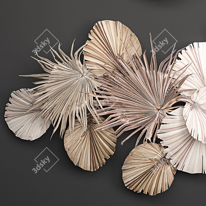 Natural Palm Leaf Wall Decor 3D model image 2