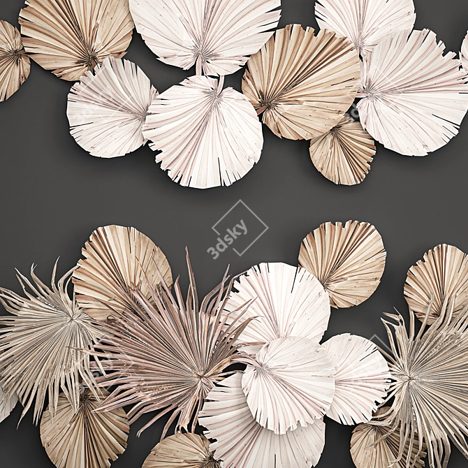 Natural Palm Leaf Wall Decor 3D model image 3