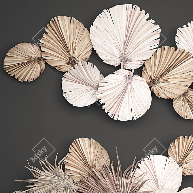 Natural Palm Leaf Wall Decor 3D model image 4
