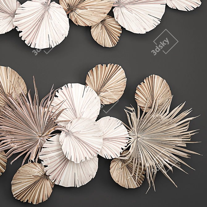 Natural Palm Leaf Wall Decor 3D model image 5