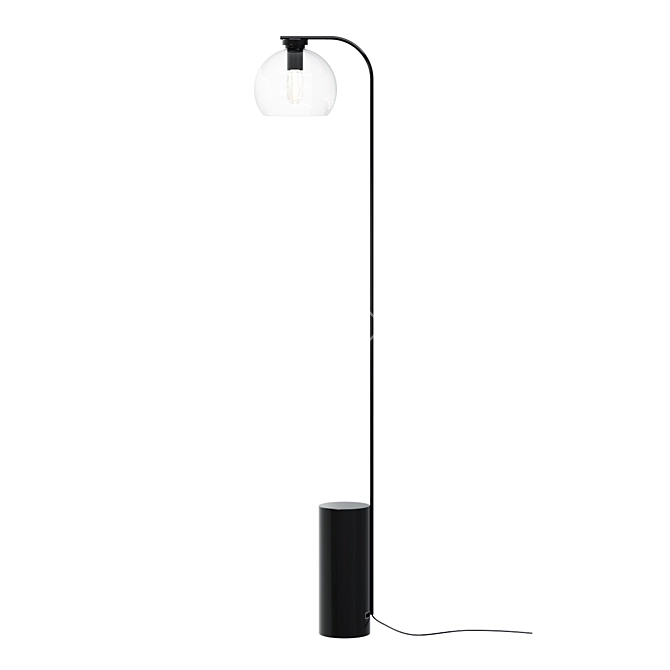 Black Floor Lamp with Clear Round Shade 3D model image 1