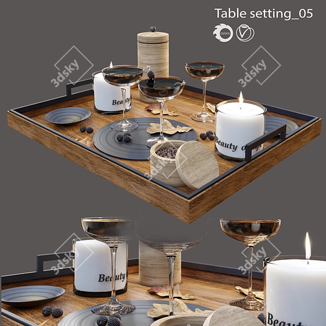 Elegant Table Setting Set 3D model image 1