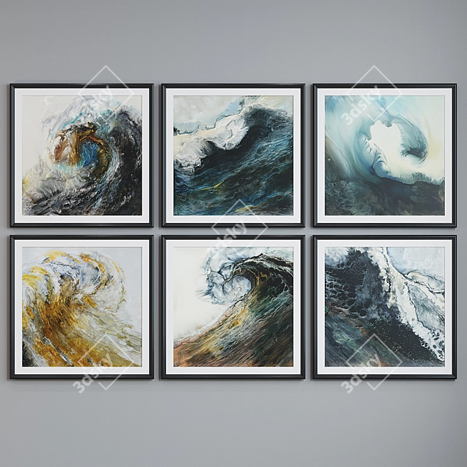 Modern Wave Picture Frame Set 3D model image 2