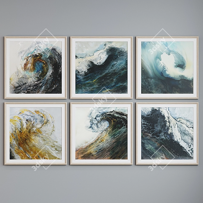 Modern Wave Picture Frame Set 3D model image 3