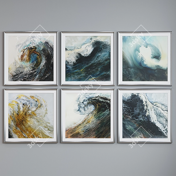 Modern Wave Picture Frame Set 3D model image 5