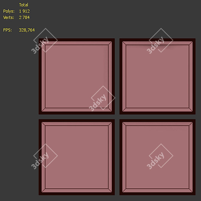 Coastal Landscape Oil Frame Set 3D model image 7