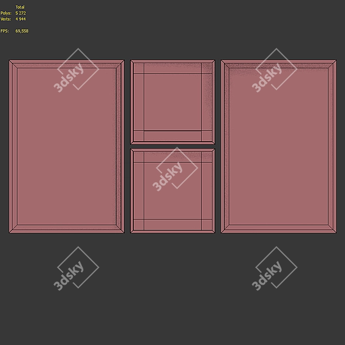 Modern Graphic Frame Set 3D model image 7