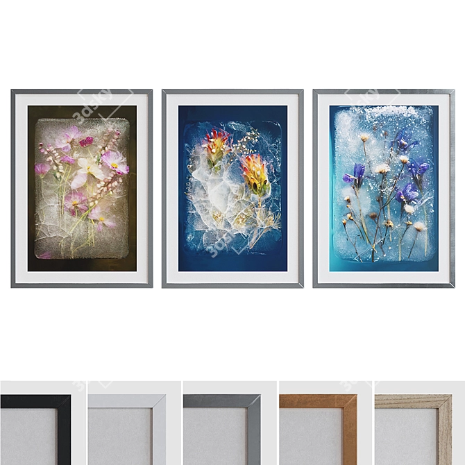 Modern Ice Frame Set - 3 Frames in 5 Colors 3D model image 1