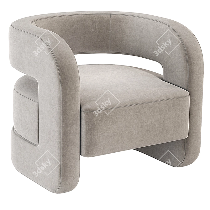 Luxurious Kirby Velvet Chair 3D model image 1
