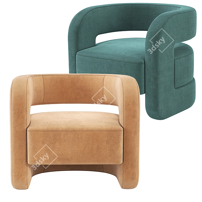 Luxurious Kirby Velvet Chair 3D model image 4