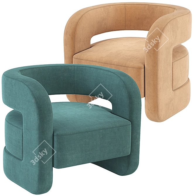 Luxurious Kirby Velvet Chair 3D model image 5