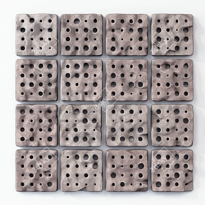 Stone Panel Cube: Decor with Holes 3D model image 1