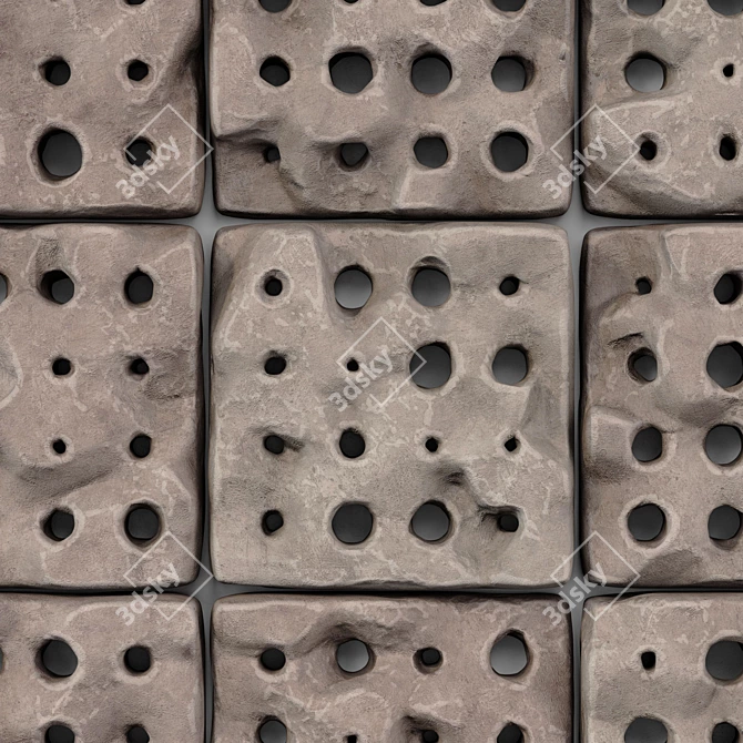 Stone Panel Cube: Decor with Holes 3D model image 2