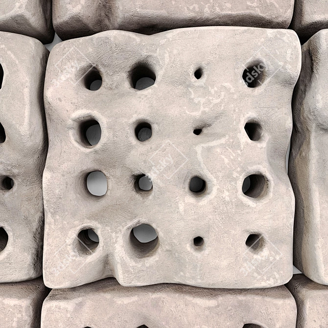 Stone Panel Cube: Decor with Holes 3D model image 4