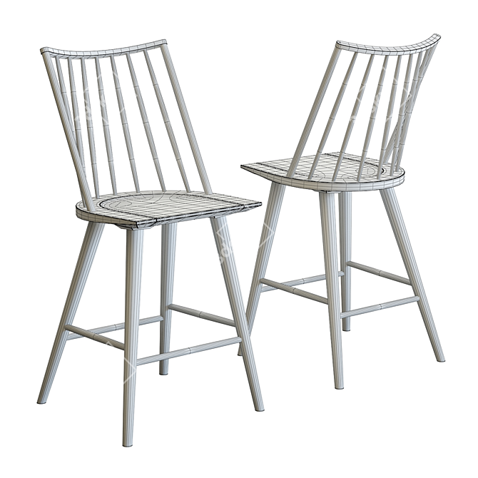 Stylish Windsor Counter Stool 3D model image 5