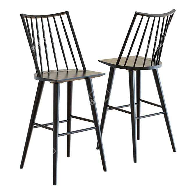 Elegant Windsor Bar Stool 3D model image 1