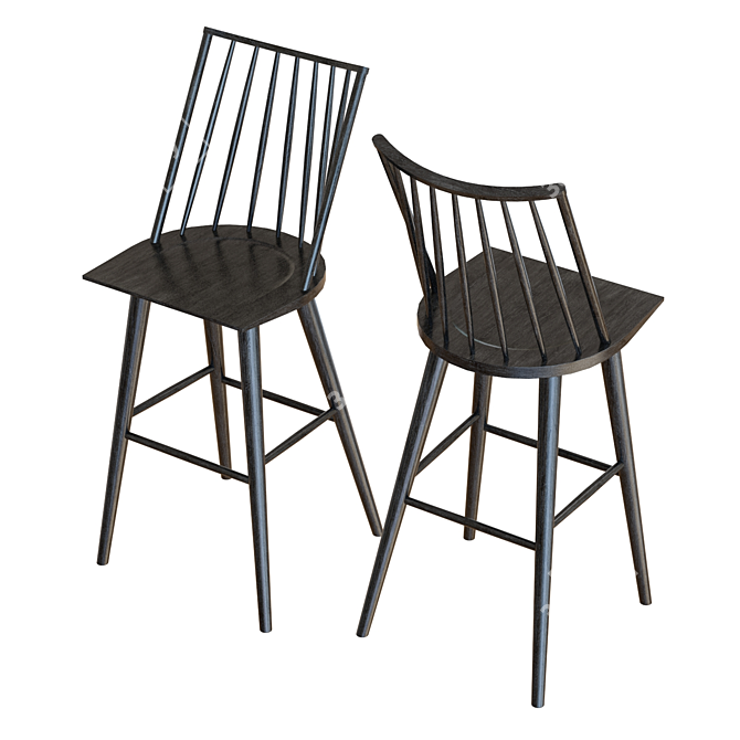 Elegant Windsor Bar Stool 3D model image 4