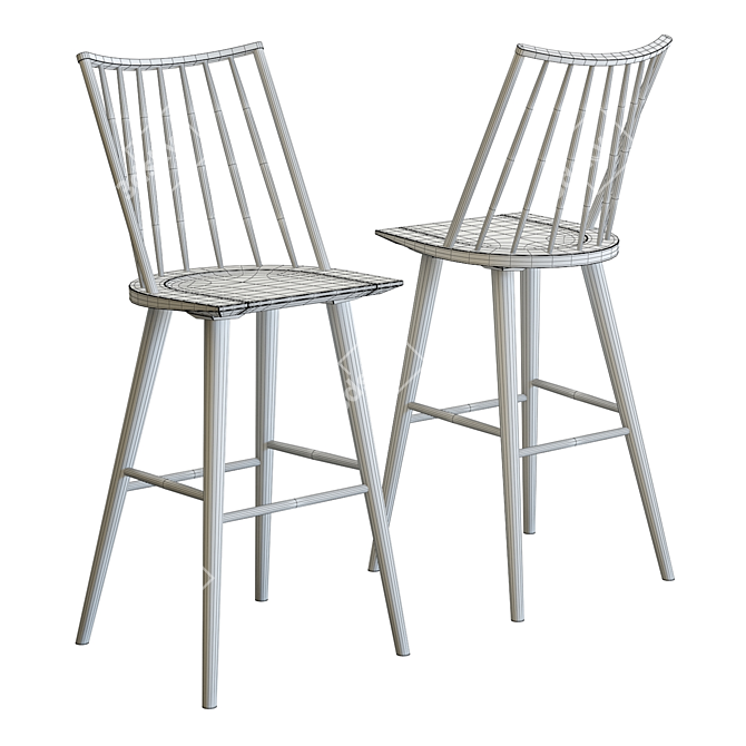 Elegant Windsor Bar Stool 3D model image 5