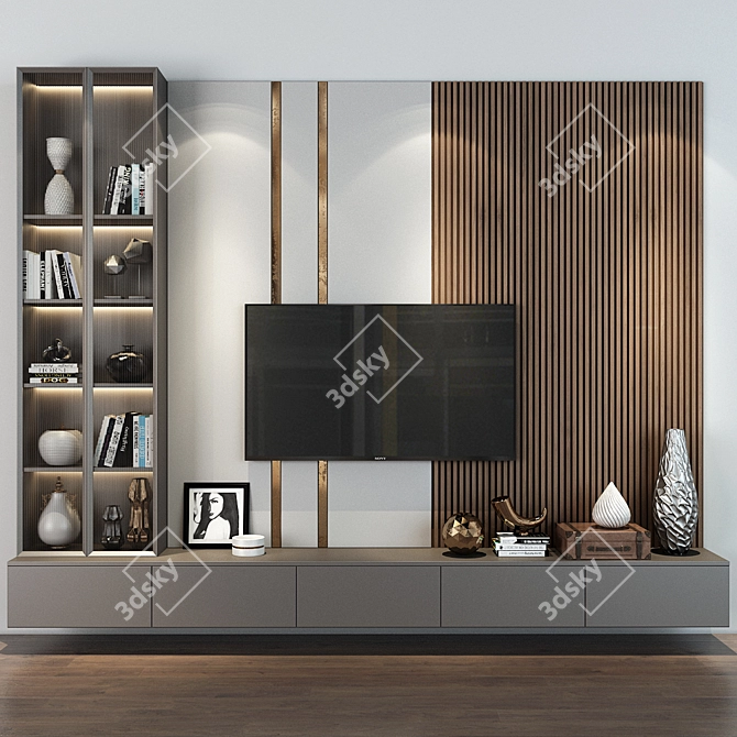 Sleek TV Wall Set | 69 3D model image 1