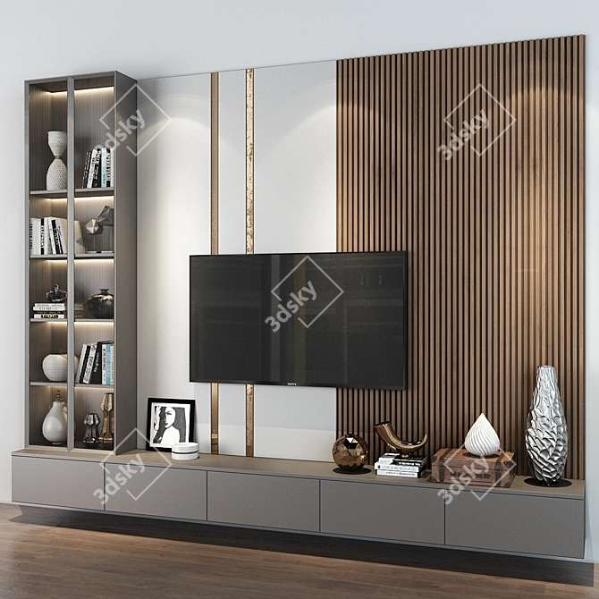 Sleek TV Wall Set | 69 3D model image 3