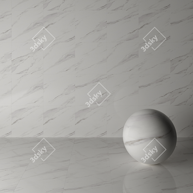 Statuario White 60x60 Porcelain Tile: HD Textures, Corona & Vray Material 3D model image 3