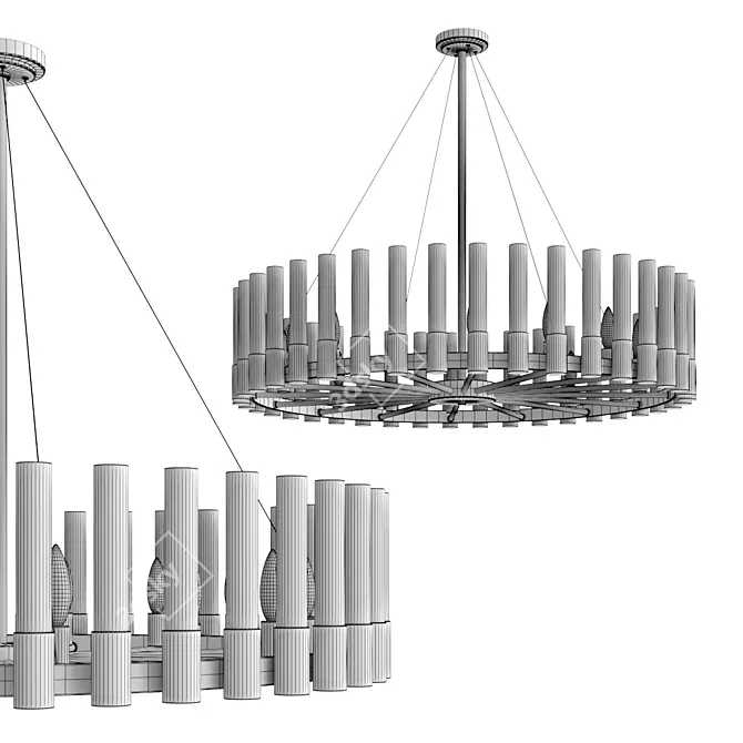 Elegant Pearl Round Chandelier 3D model image 2