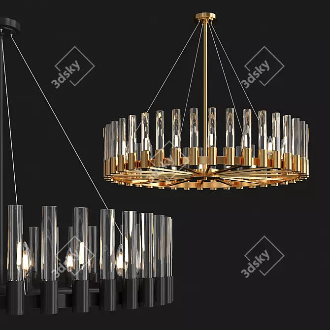 Elegant Pearl Round Chandelier 3D model image 3