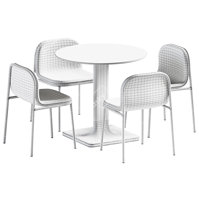 Elegant Plinto Table & Shell Chair 3D model image 2