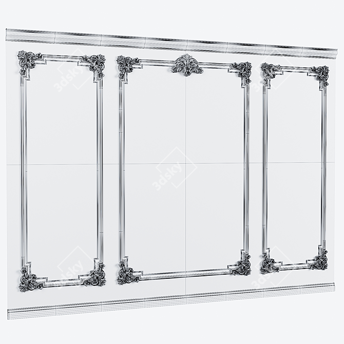 Elegant Classic Wall Moulding 3D model image 4