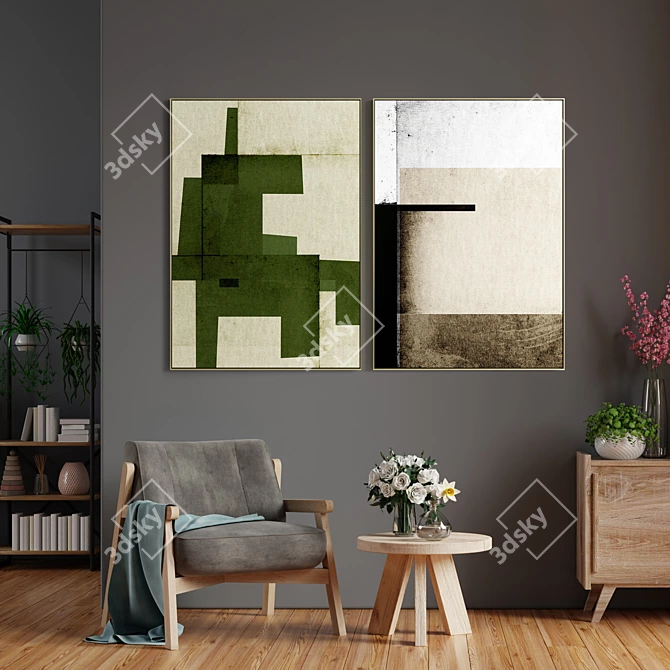 Elegant Photo Frames Set for Interior Decoration 3D model image 4