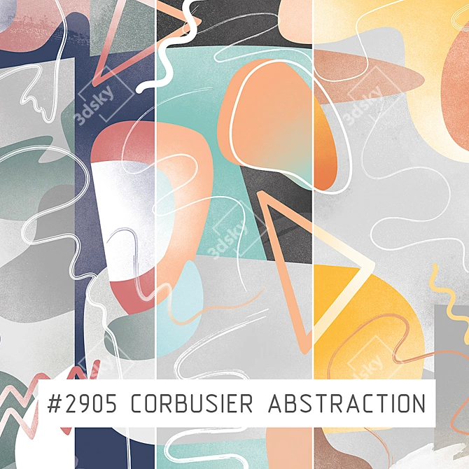 Title: Abstract Corbusier Wall Murals 3D model image 1