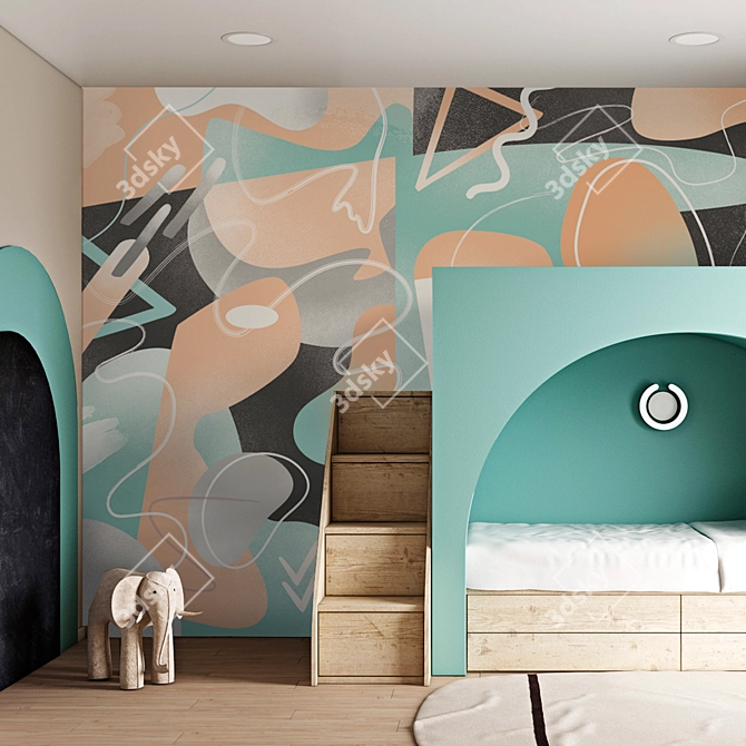 Title: Abstract Corbusier Wall Murals 3D model image 3