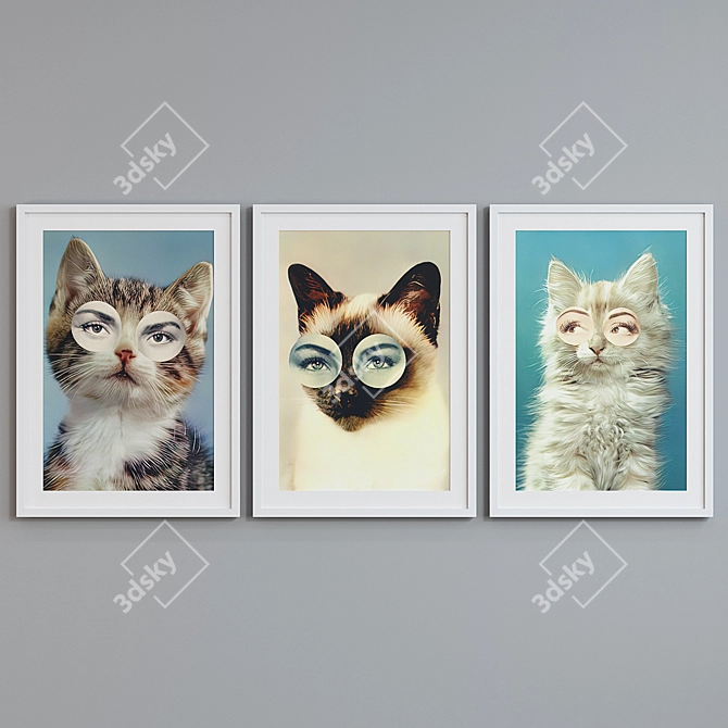 Cat-Eyed Collage Picture Frame Set 3D model image 4