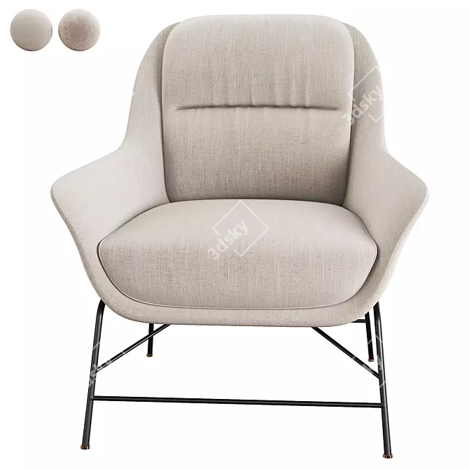 Elegant SADIRA Armchair: Timeless Comfort 3D model image 3