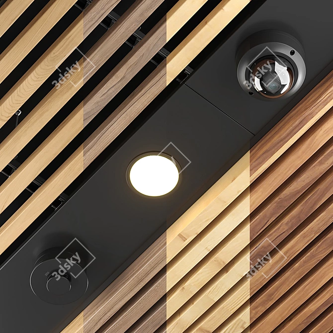 Combi-Line Ceiling Kit: Innovative Design with Wood and Metal Panels 3D model image 3