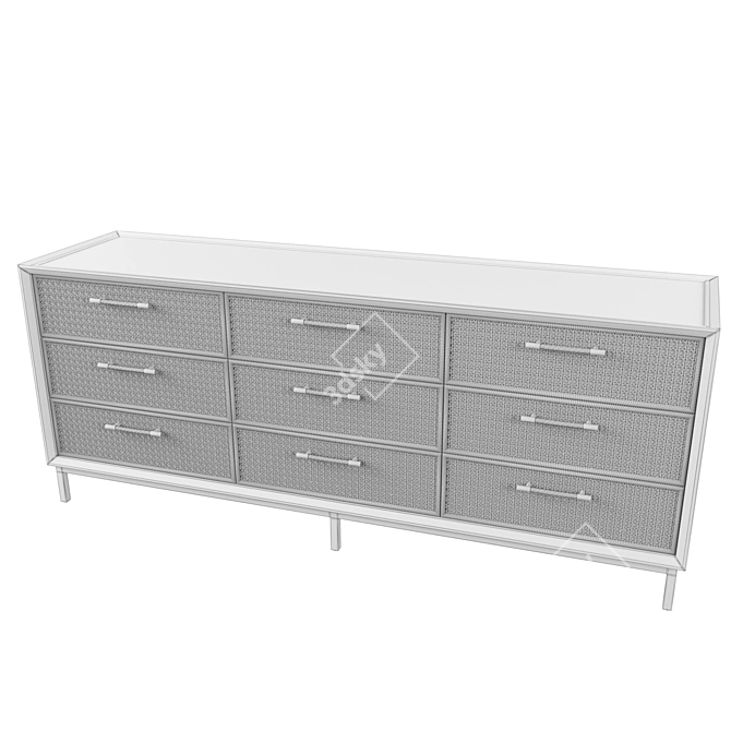 Natural Wood Bar Island Dresser 3D model image 2