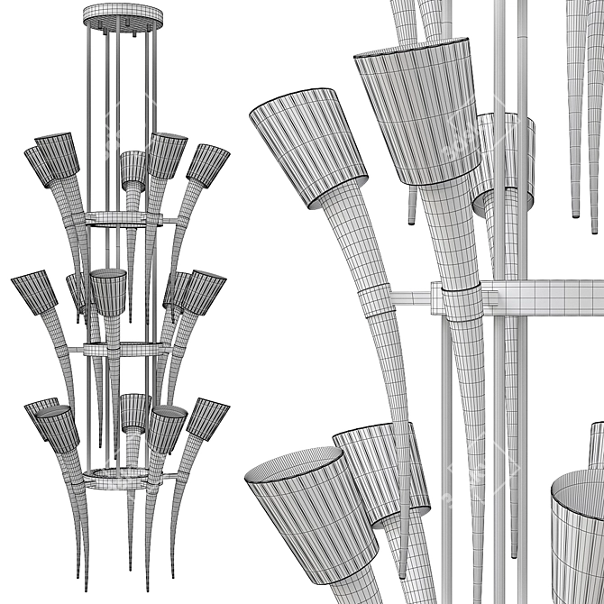 Elegant Ivory Tusk Chandelier 3D model image 2