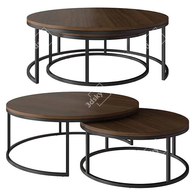 Bronx Oak Coffee Nest Table 3D model image 1