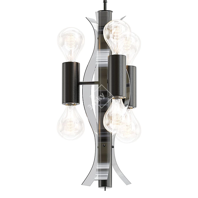 Sleek Black Lucite Chandelier 3D model image 1