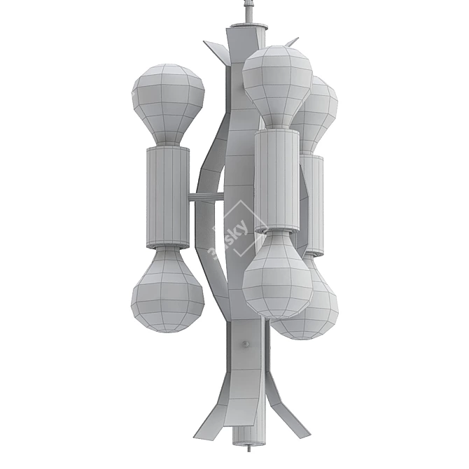 Sleek Black Lucite Chandelier 3D model image 2