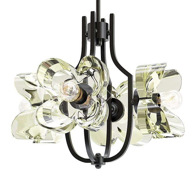 Retro Sische Glass Chandelier 3D model image 1