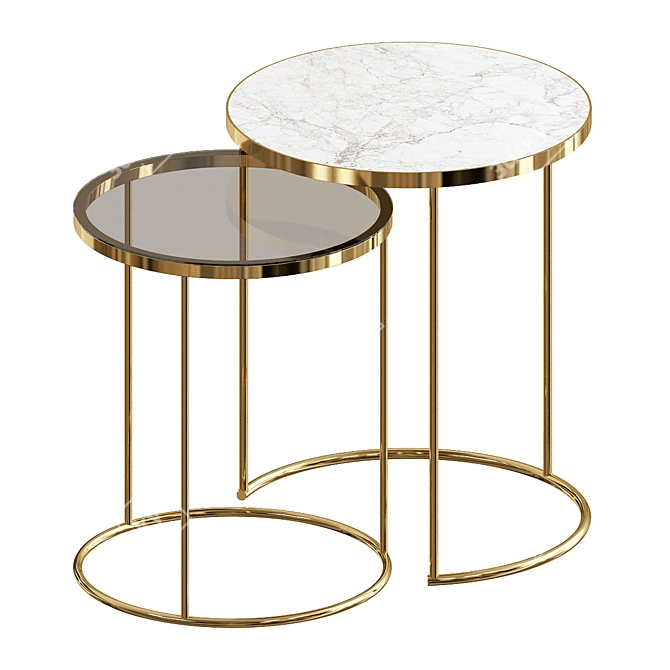 Elegant Golden Side Tables: Modern Ideas 3D model image 1