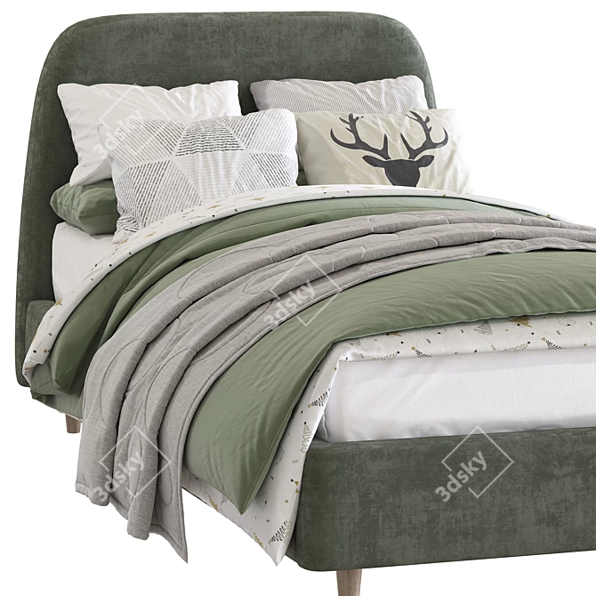 Raelynn Oatmeal Upholstered Bed 3D model image 6