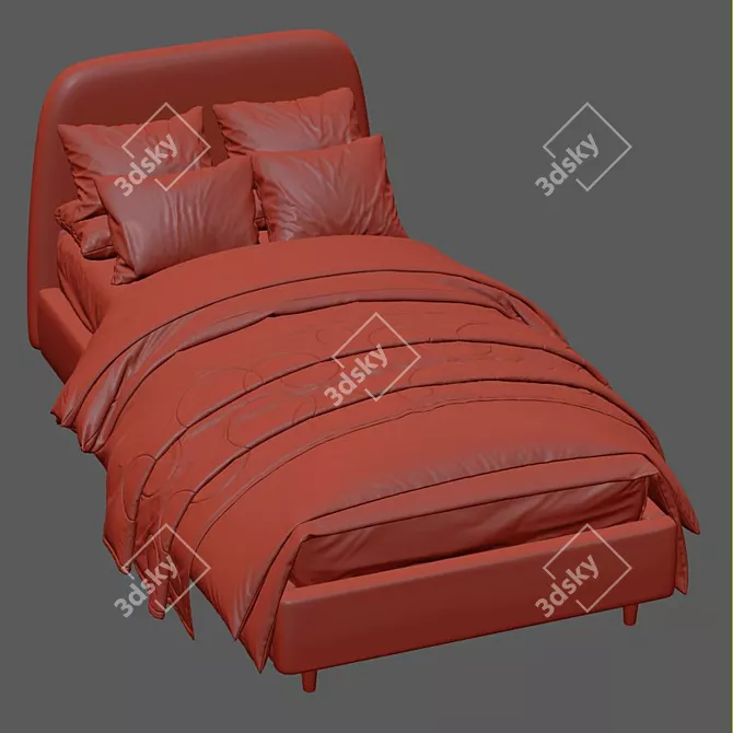 Raelynn Oatmeal Upholstered Bed 3D model image 7