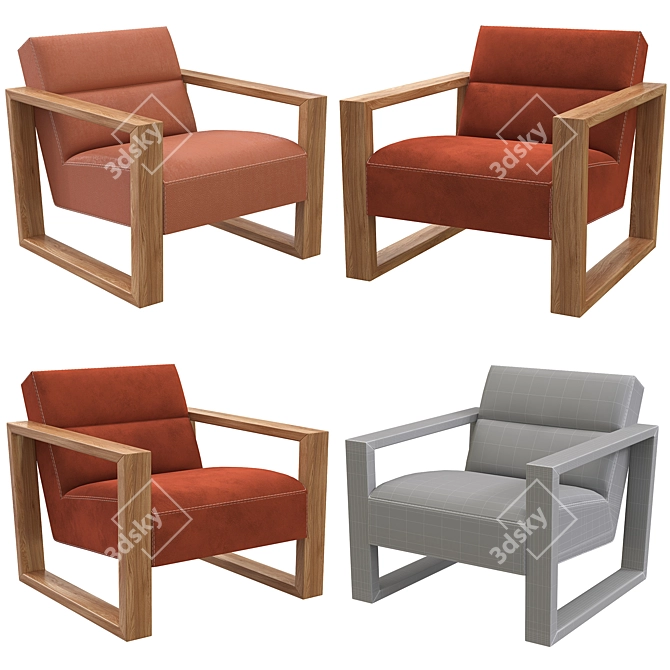 Sleek Bond Leather Chair 3D model image 4