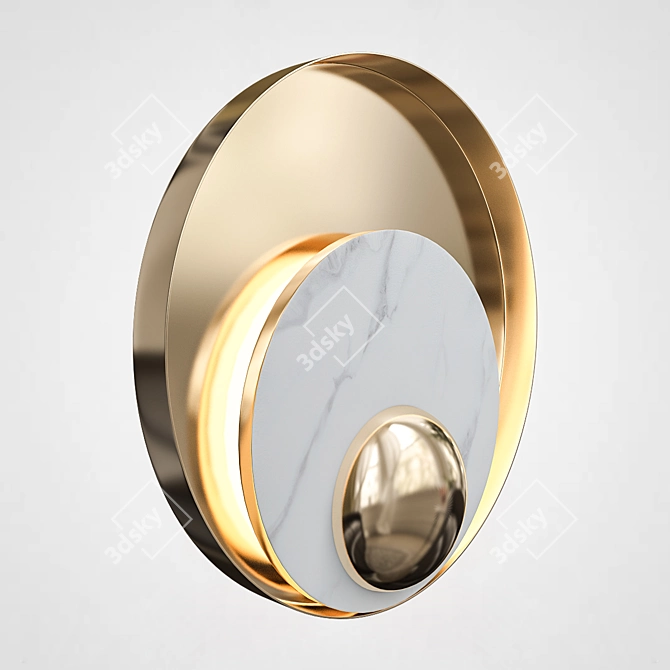 JAGGER Pearl Round Golden Wall Lamp 3D model image 2