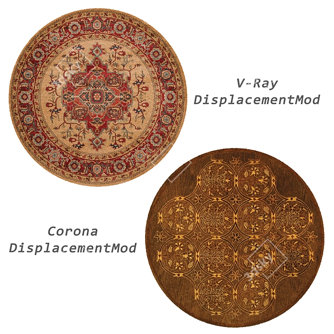 Round Rugs Set with VRayFur 3D model image 3