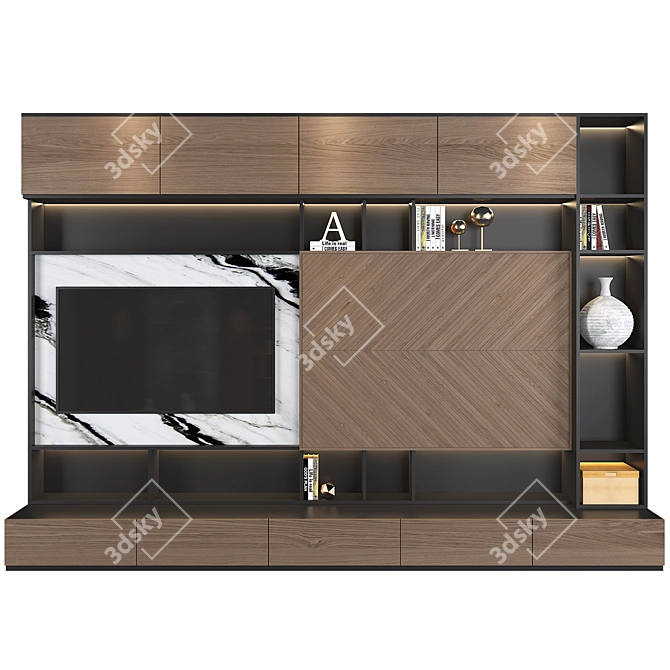  Modern TV Wall Set - 10-Piece Ensemble. 3D model image 1