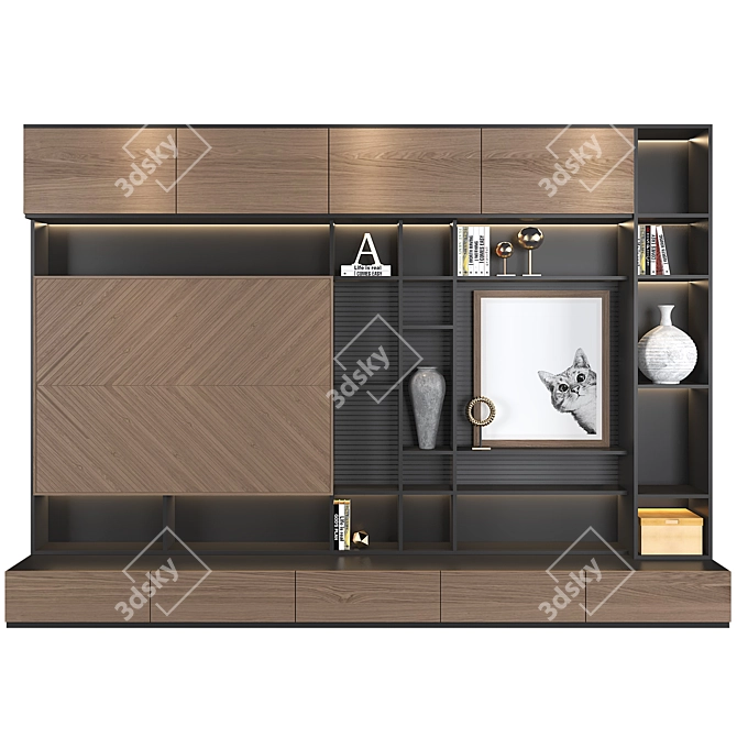  Modern TV Wall Set - 10-Piece Ensemble. 3D model image 2