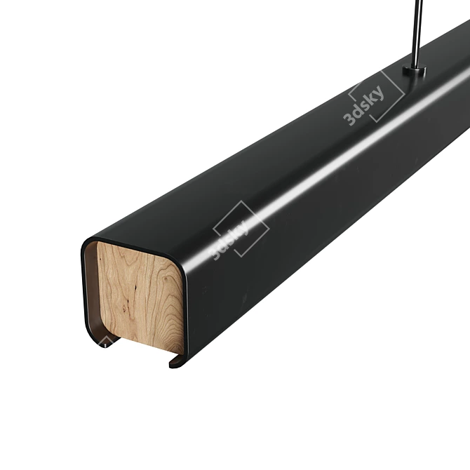 Sleek Black & Walnut LED Pendant 3D model image 3